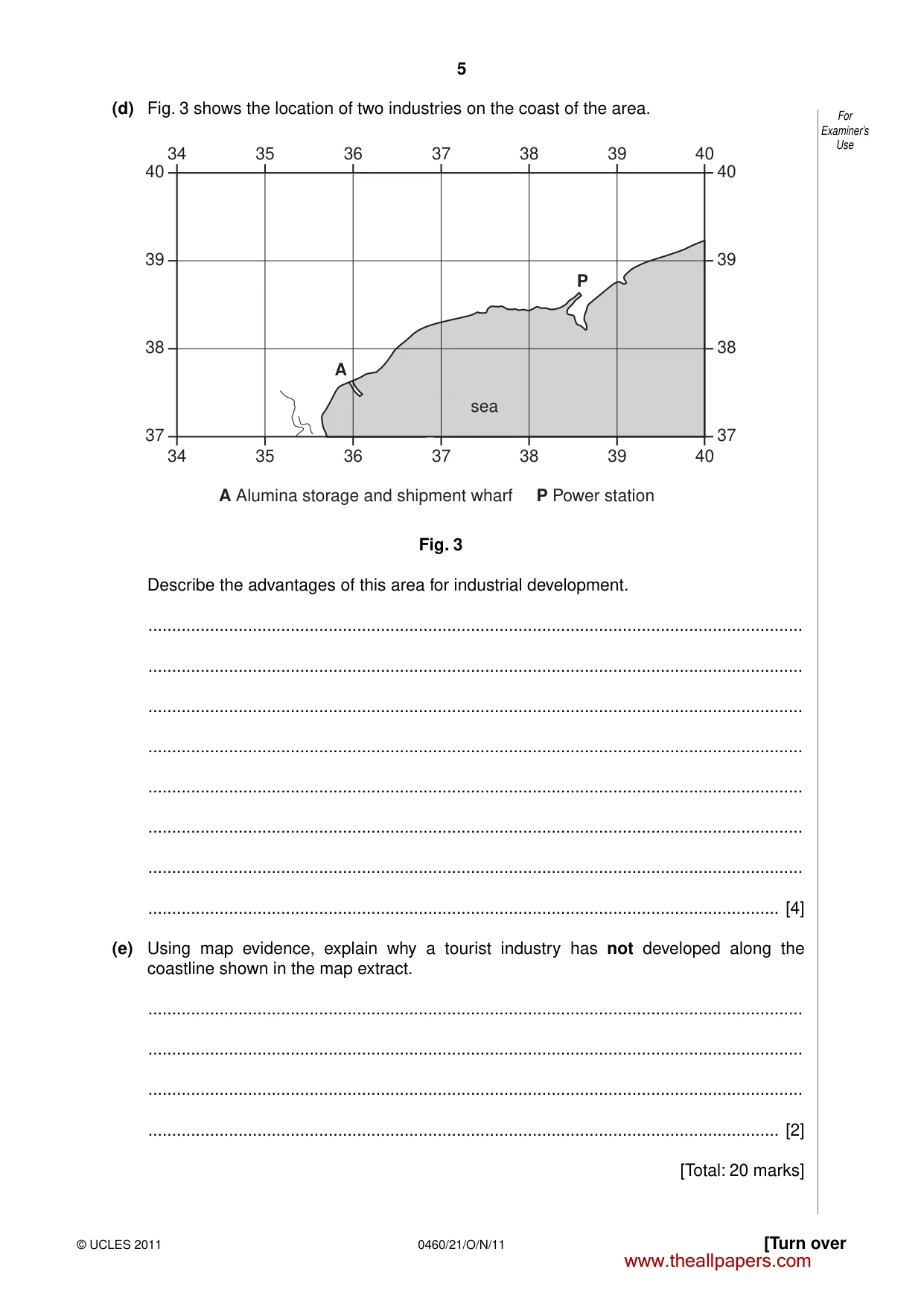 Cambridge IGCSE Geography 0460 2011 Oct/Nov Paper 2 · Variant 1 question paper, page 5 of 16