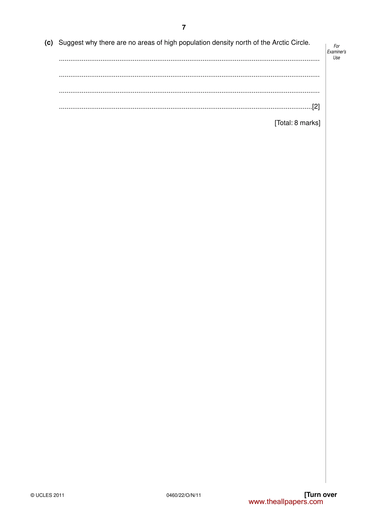 Cambridge IGCSE Geography 0460 2011 Oct/Nov Paper 2 · Variant 2 question paper, page 7 of 16
