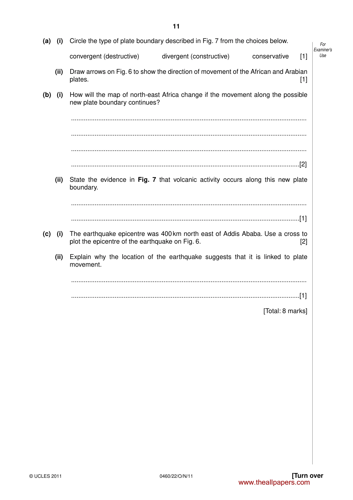 Cambridge IGCSE Geography 0460 2011 Oct/Nov Paper 2 · Variant 2 question paper, page 11 of 16