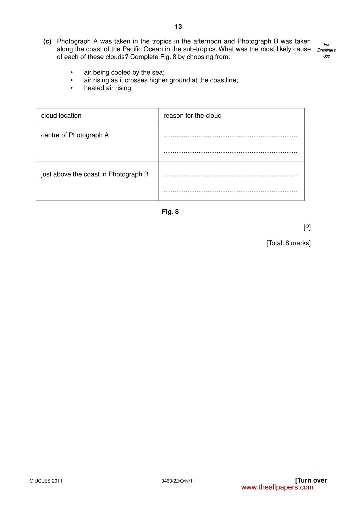 Cambridge IGCSE Geography 0460 2011 Oct/Nov Paper 2 · Variant 2 question paper, page 13 of 16