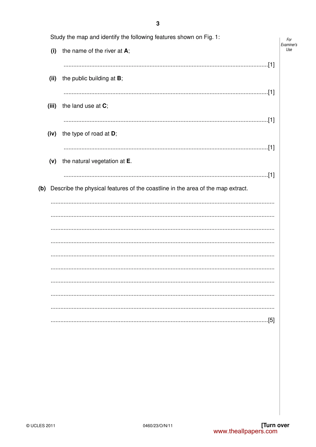 Cambridge IGCSE Geography 0460 2011 Oct/Nov Paper 2 · Variant 3 question paper, page 3 of 16