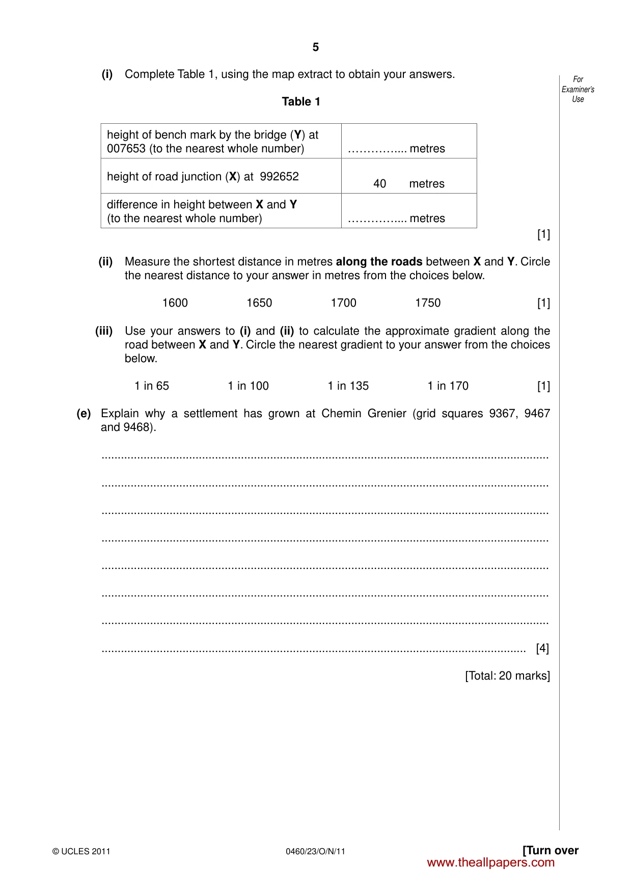 Cambridge IGCSE Geography 0460 2011 Oct/Nov Paper 2 · Variant 3 question paper, page 5 of 16