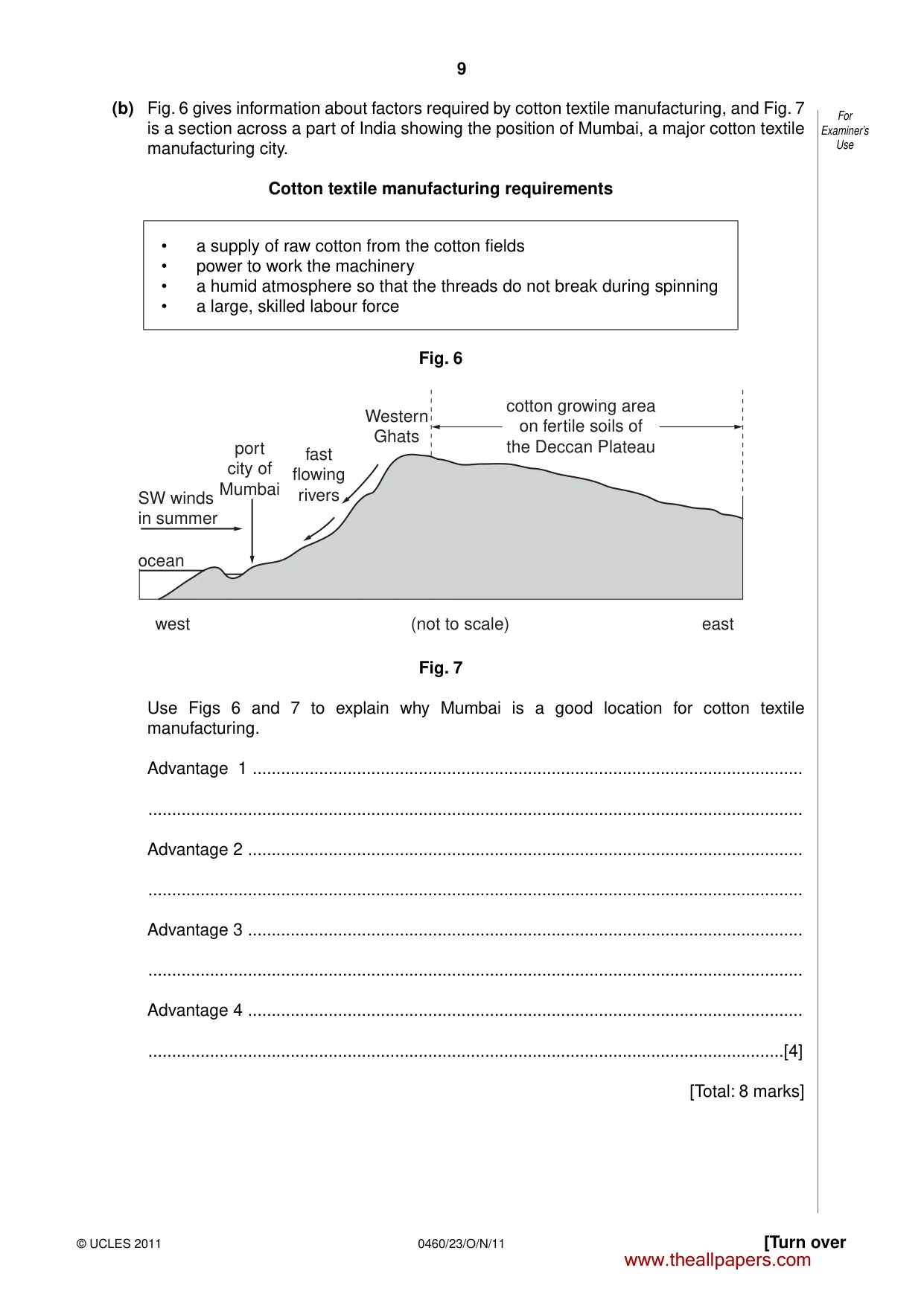 Cambridge IGCSE Geography 0460 2011 Oct/Nov Paper 2 · Variant 3 question paper, page 9 of 16