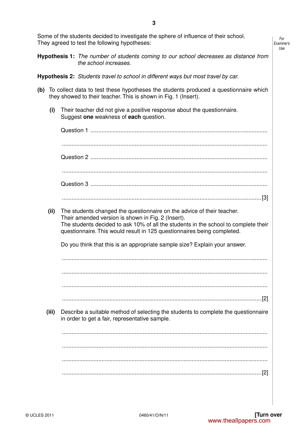 Cambridge IGCSE Geography 0460 2011 Oct/Nov Paper 4 · Variant 1 question paper, page 3 of 16
