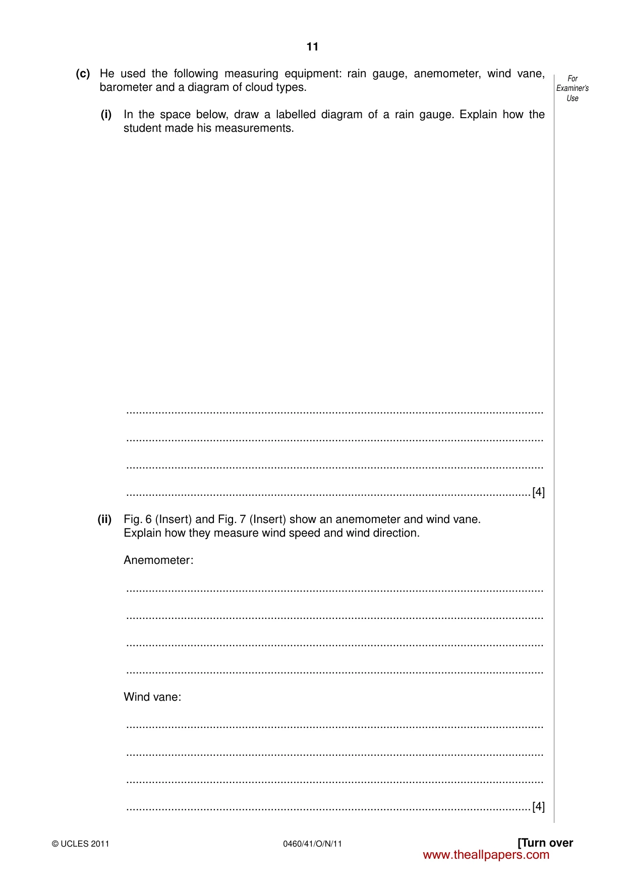 Cambridge IGCSE Geography 0460 2011 Oct/Nov Paper 4 · Variant 1 question paper, page 11 of 16