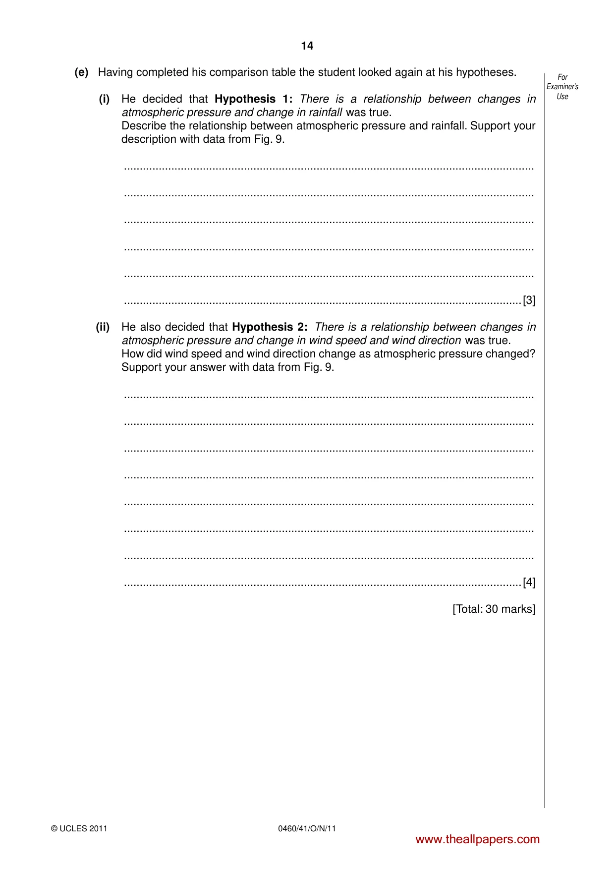 Cambridge IGCSE Geography 0460 2011 Oct/Nov Paper 4 · Variant 1 question paper, page 14 of 16