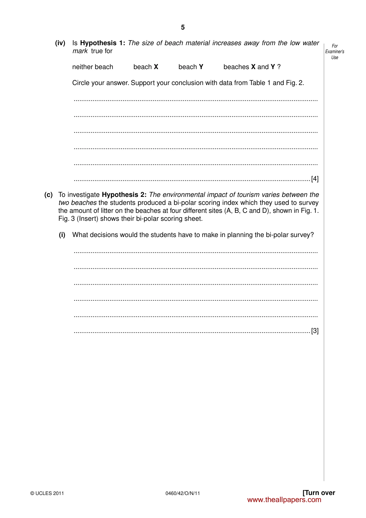 Cambridge IGCSE Geography 0460 2011 Oct/Nov Paper 4 · Variant 2 question paper, page 5 of 16