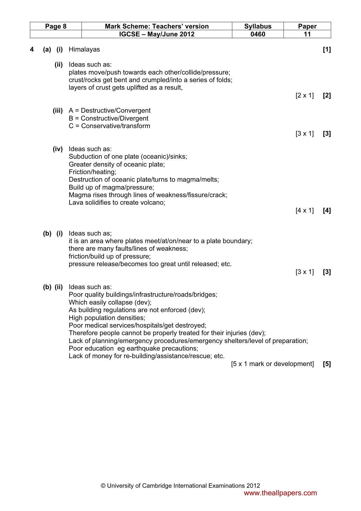 Mark scheme, page 8 of 13