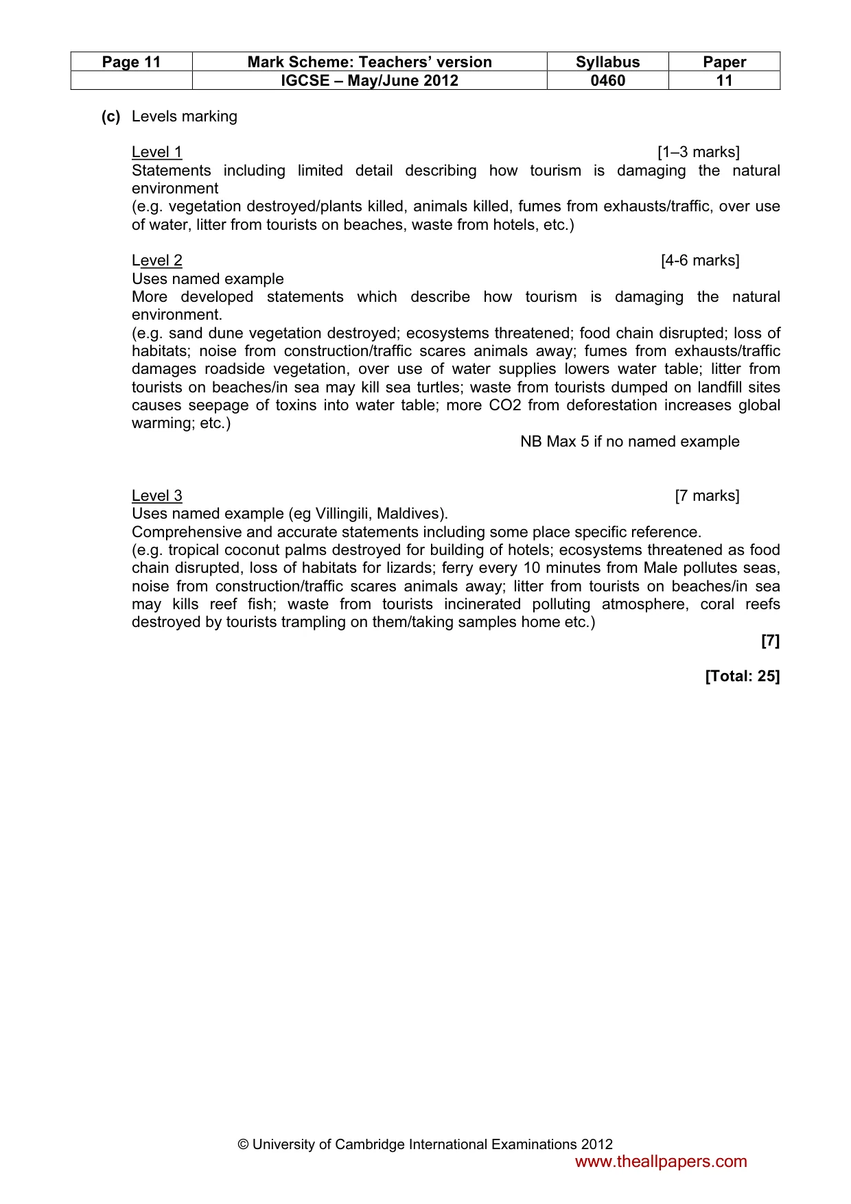 Mark scheme, page 11 of 13