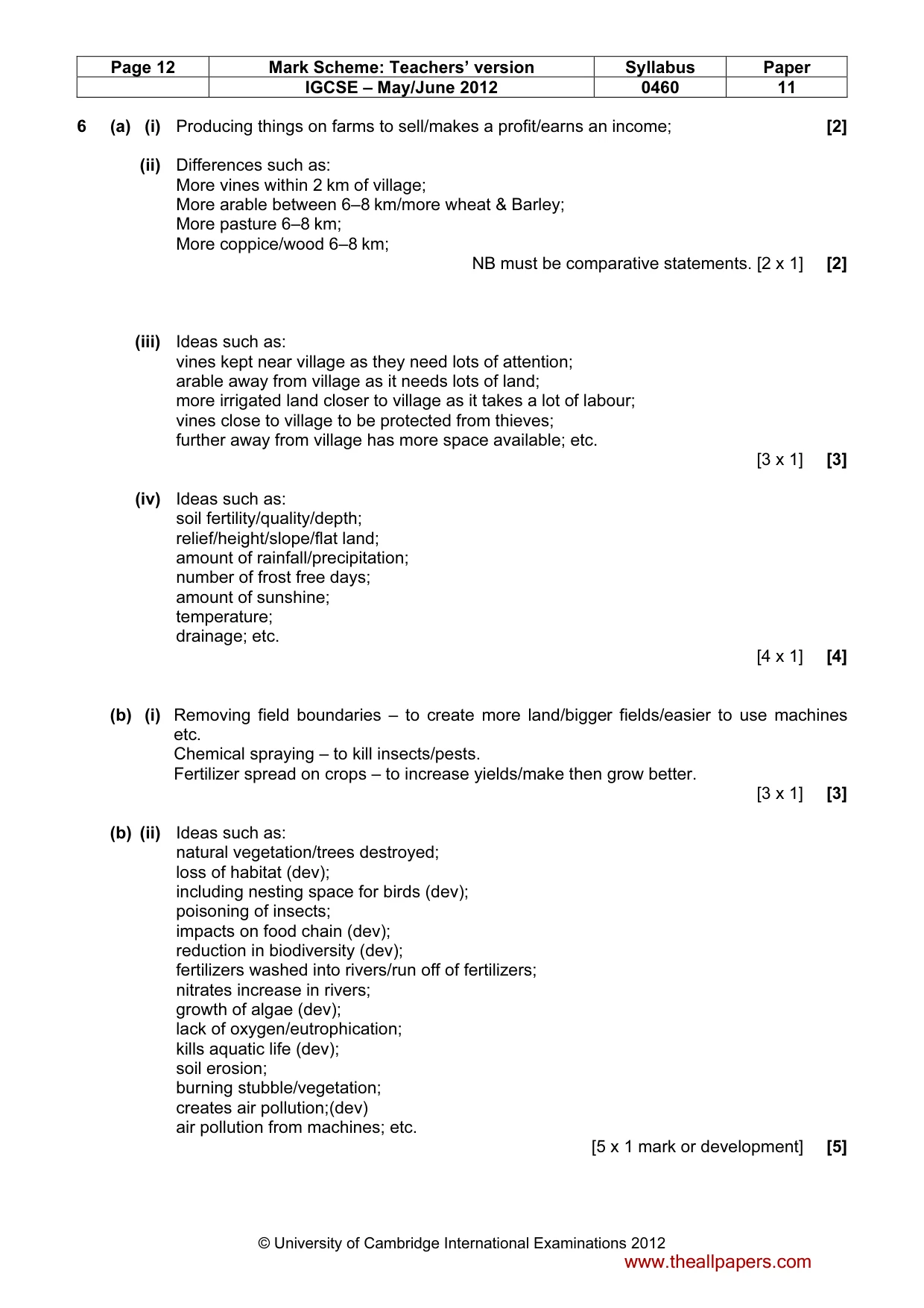 Mark scheme, page 12 of 13