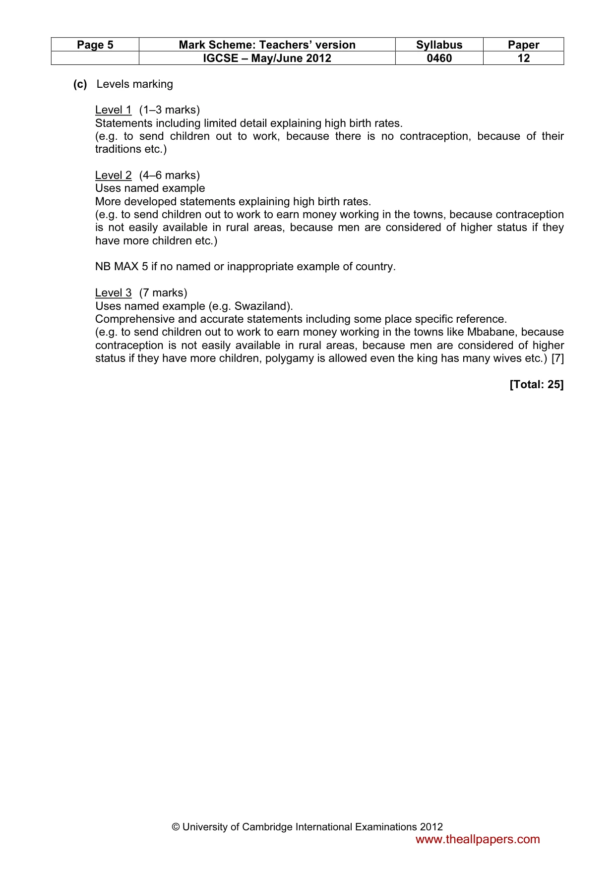 Mark scheme, page 5 of 15
