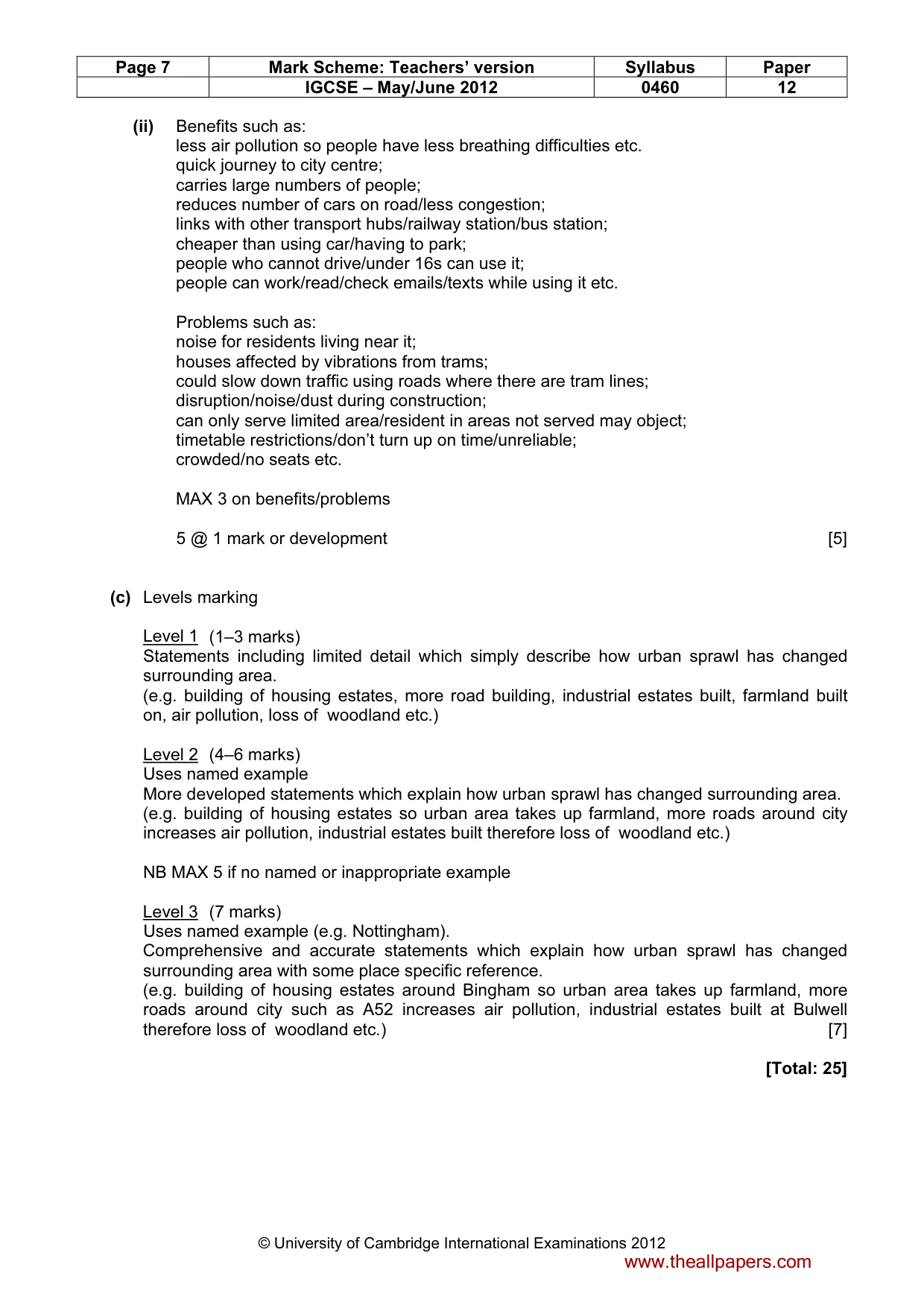 Mark scheme, page 7 of 15
