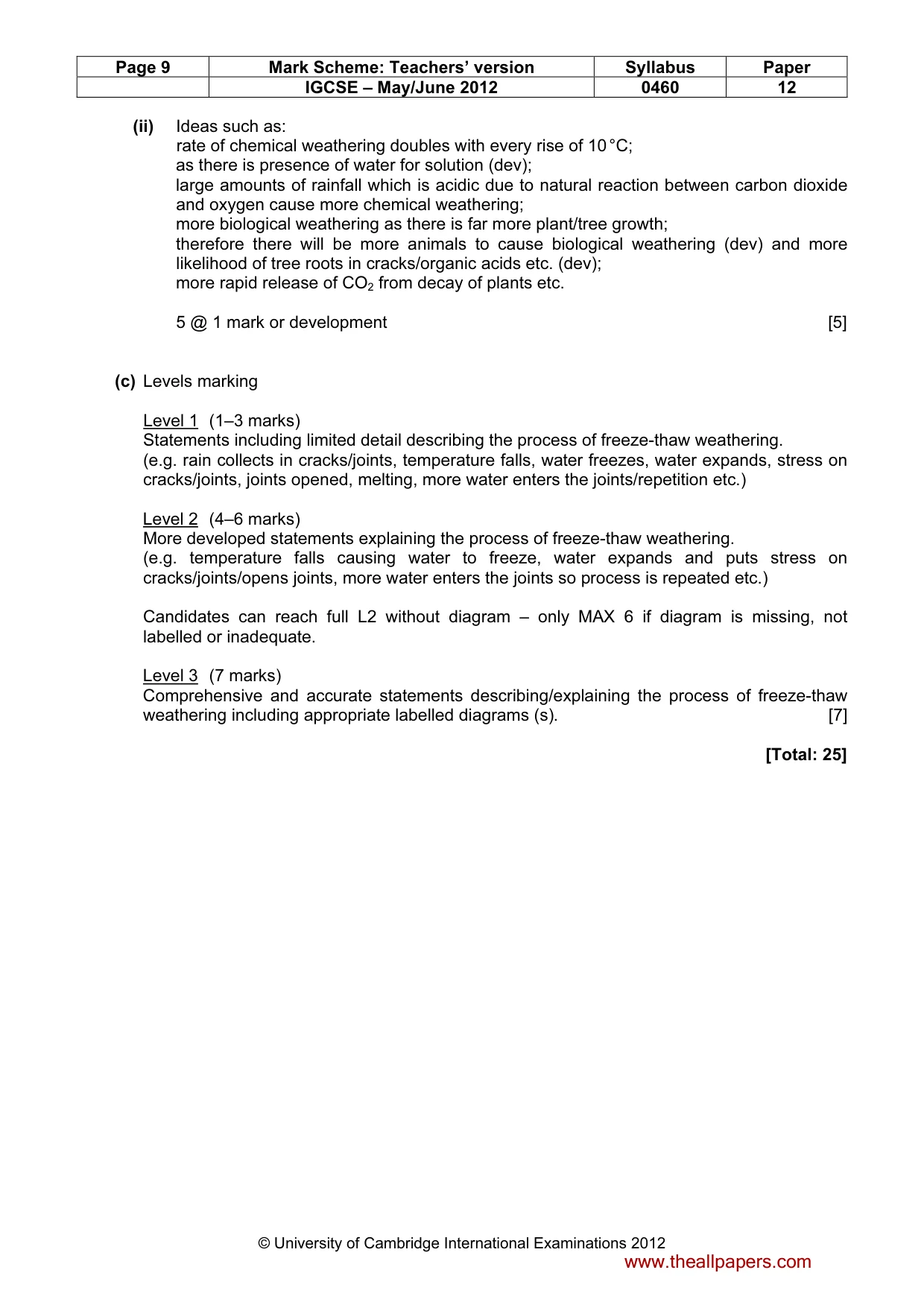 Mark scheme, page 9 of 15