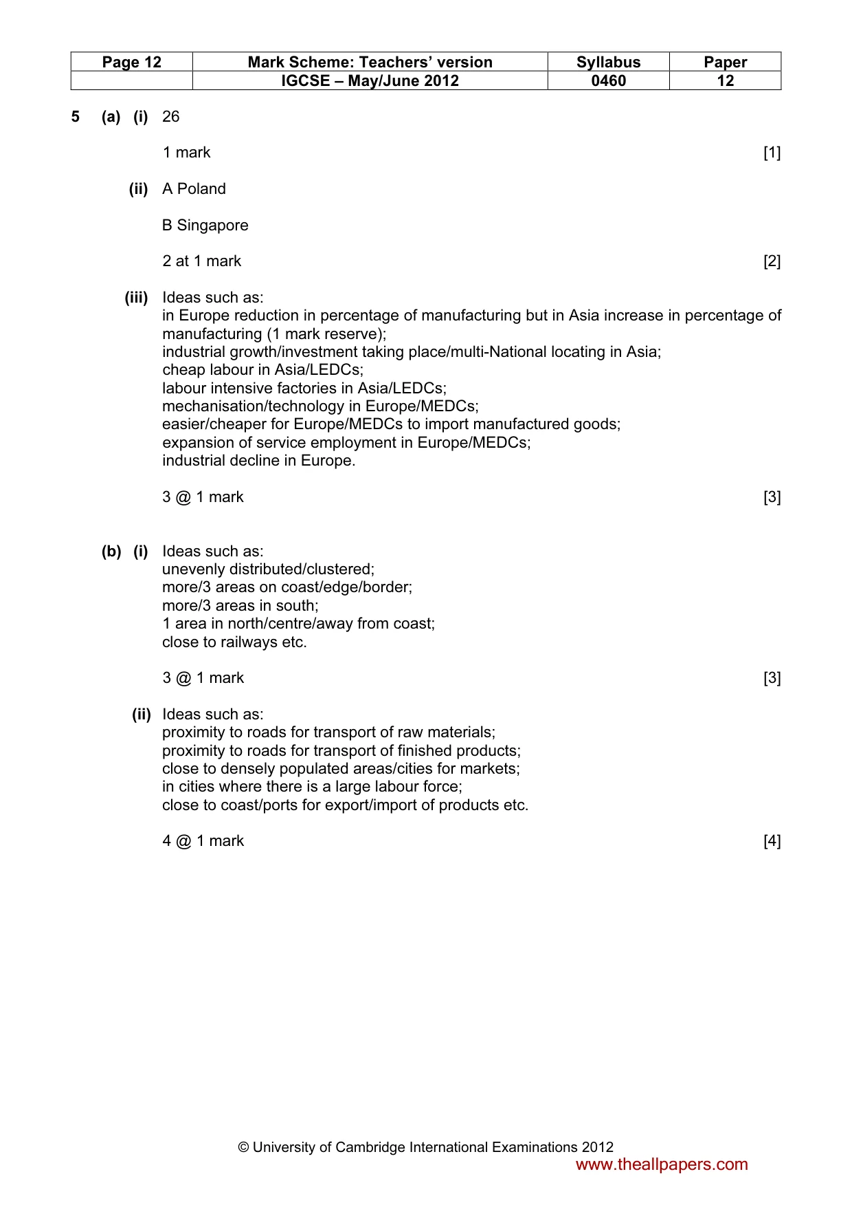 Mark scheme, page 12 of 15