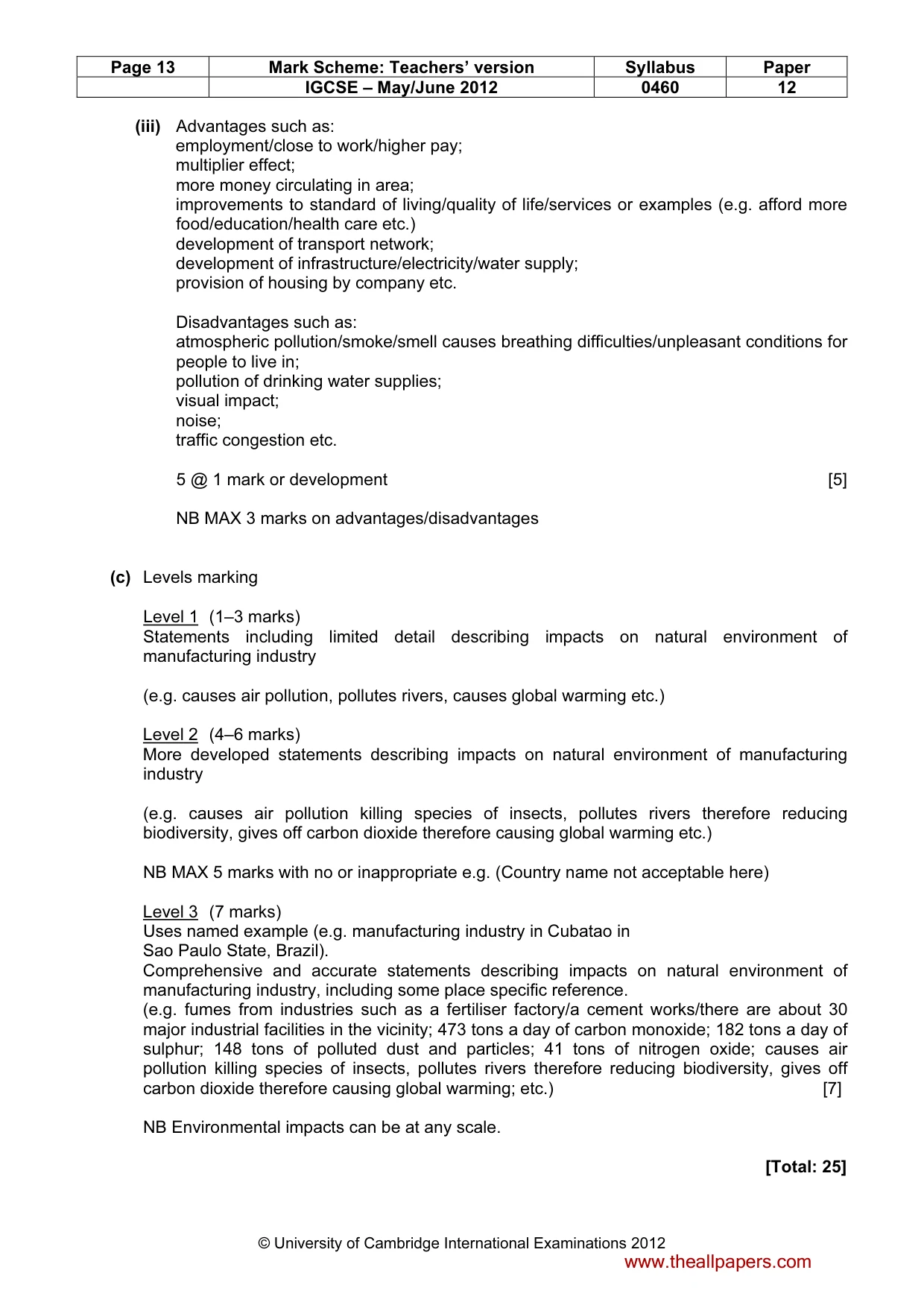 Mark scheme, page 13 of 15