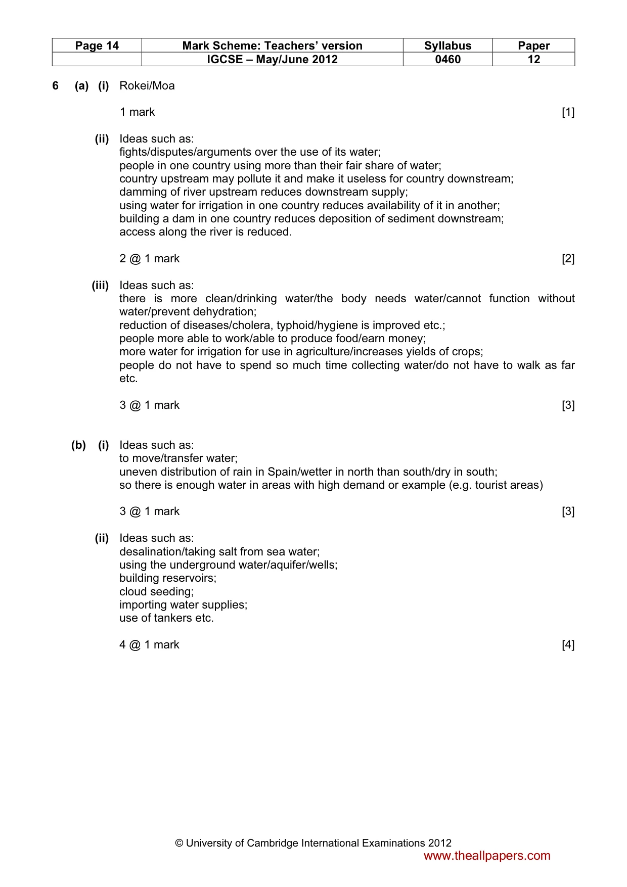 Mark scheme, page 14 of 15