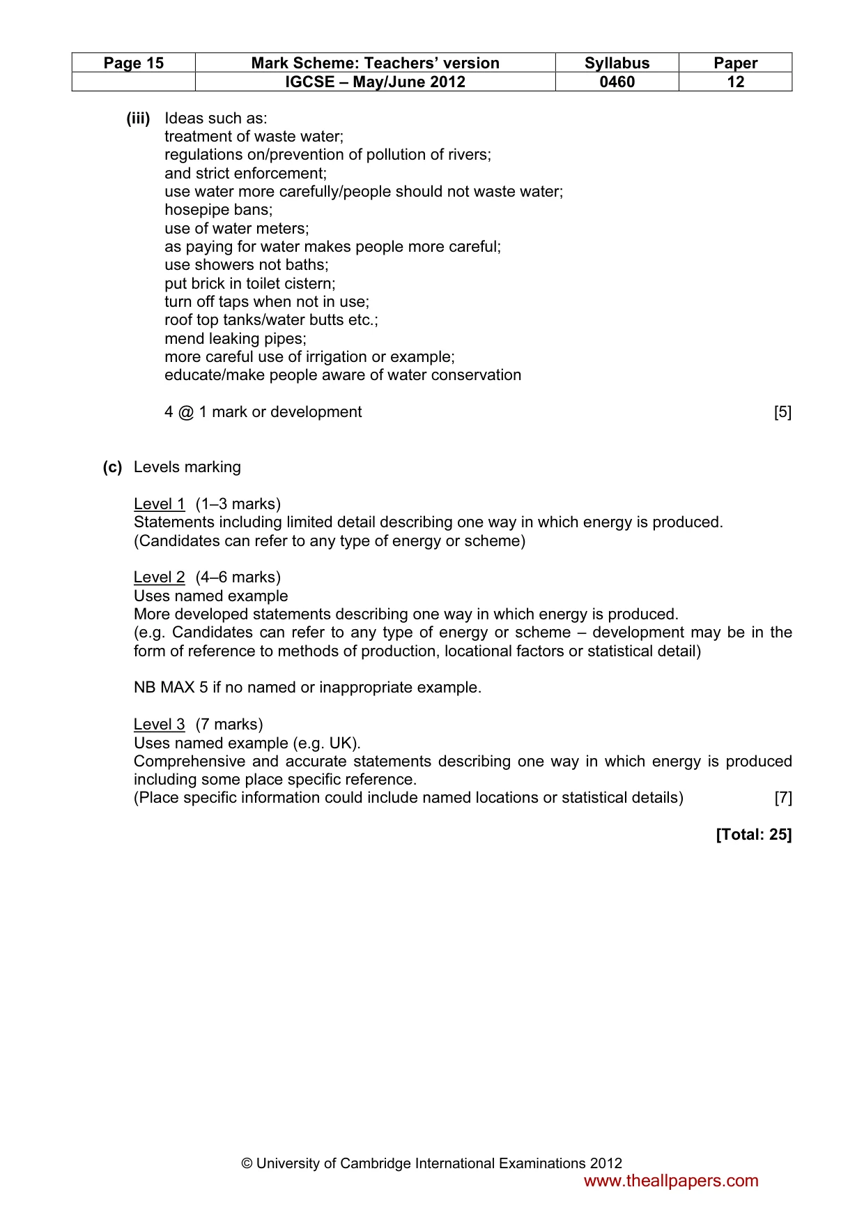 Mark scheme, page 15 of 15