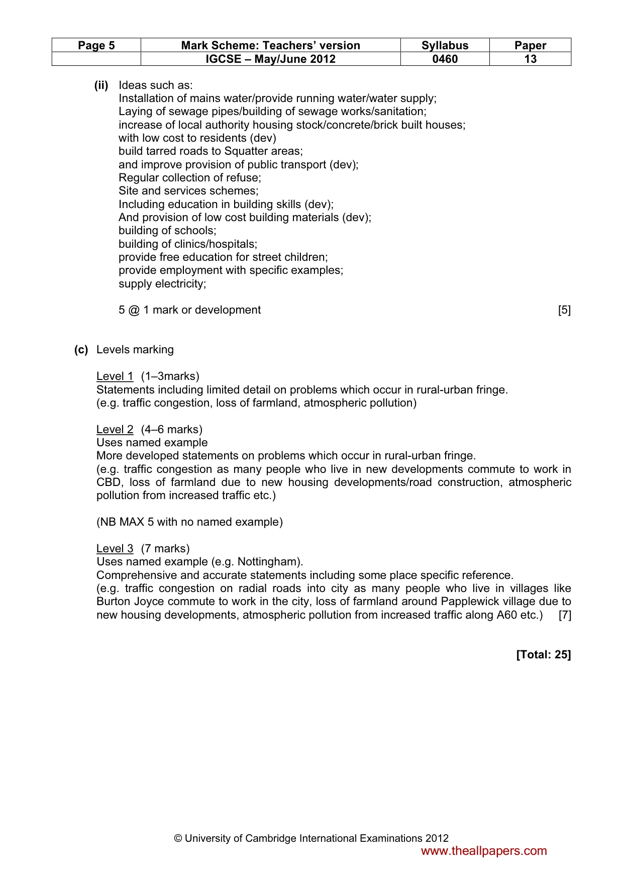 Mark scheme, page 5 of 13