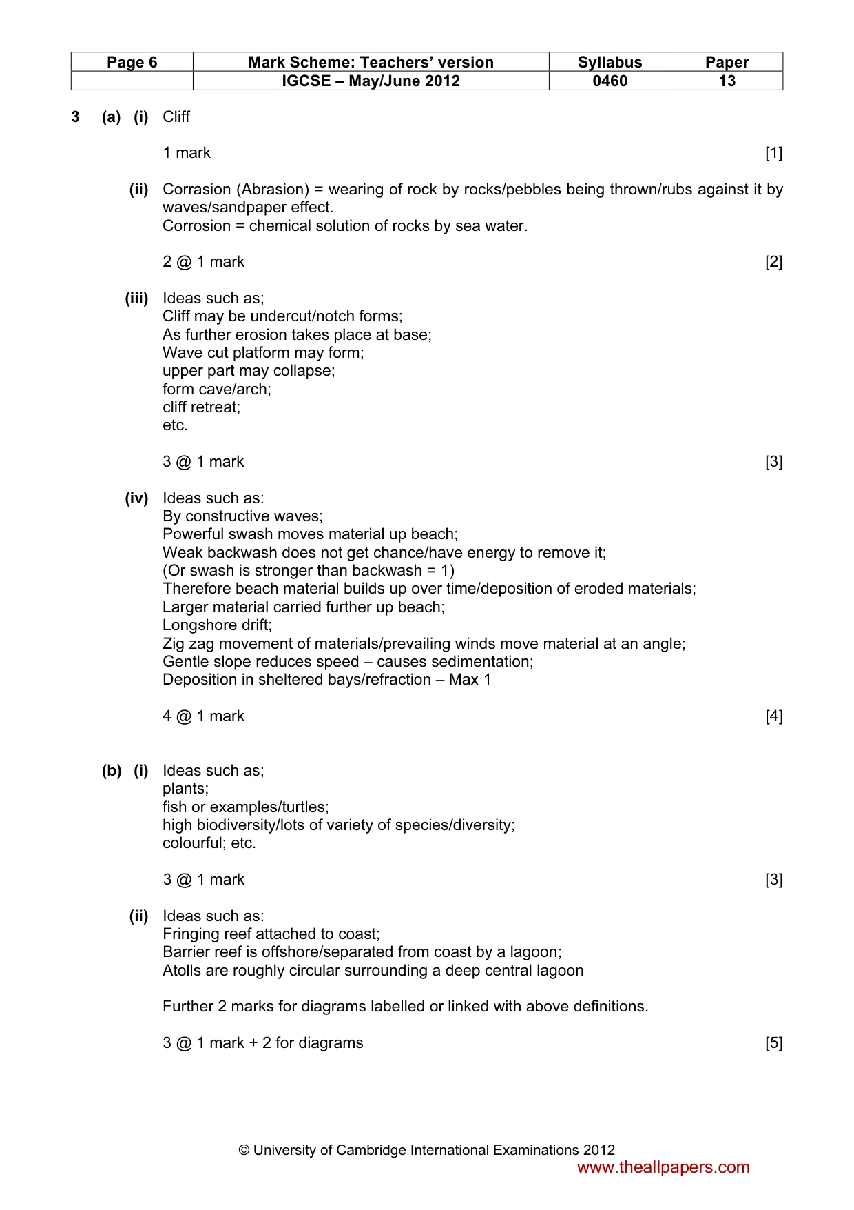 Mark scheme, page 6 of 13