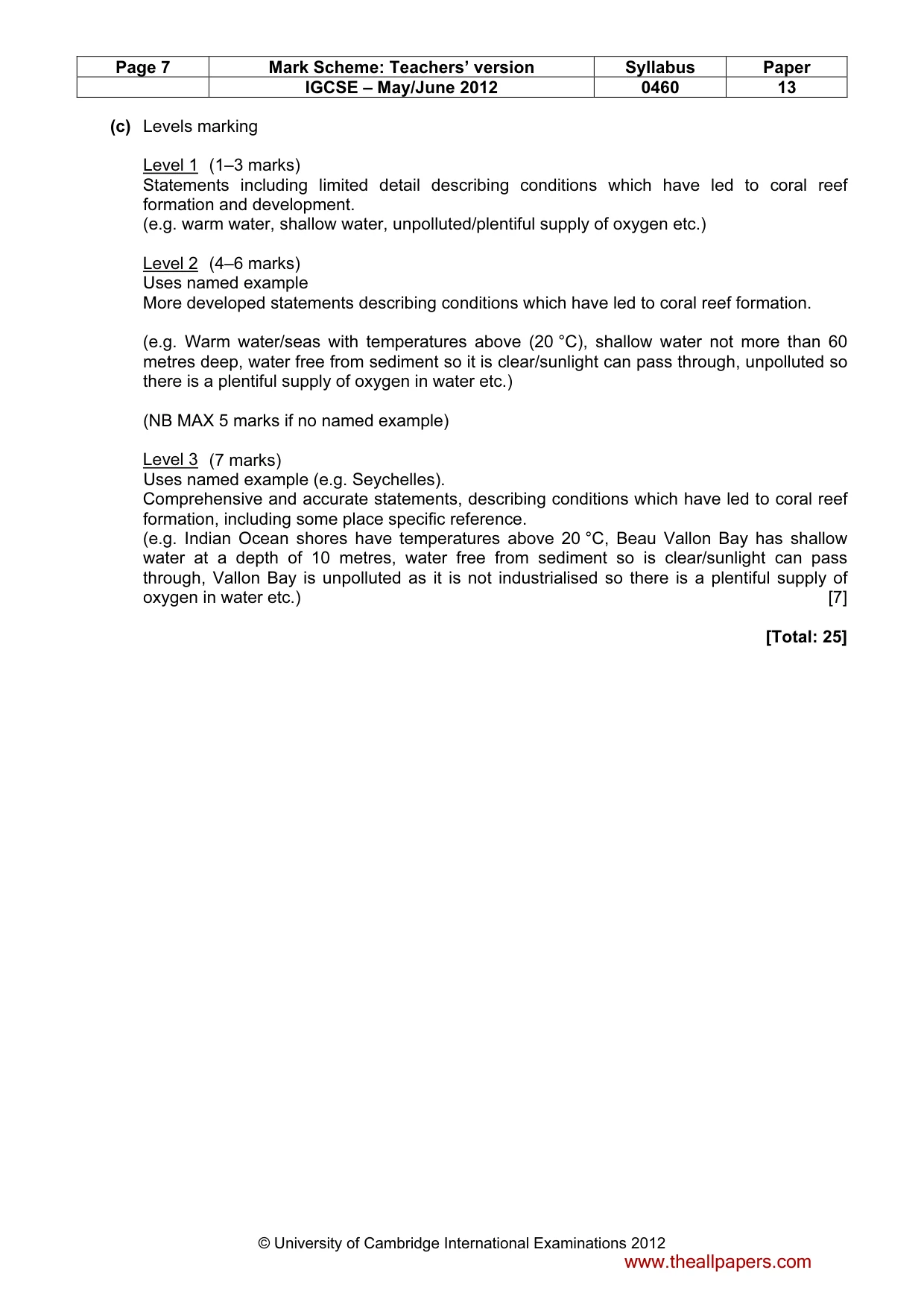 Mark scheme, page 7 of 13