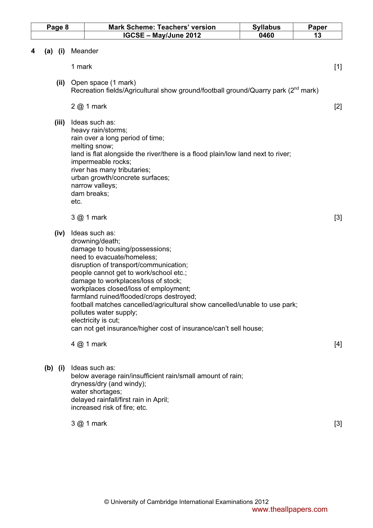 Mark scheme, page 8 of 13