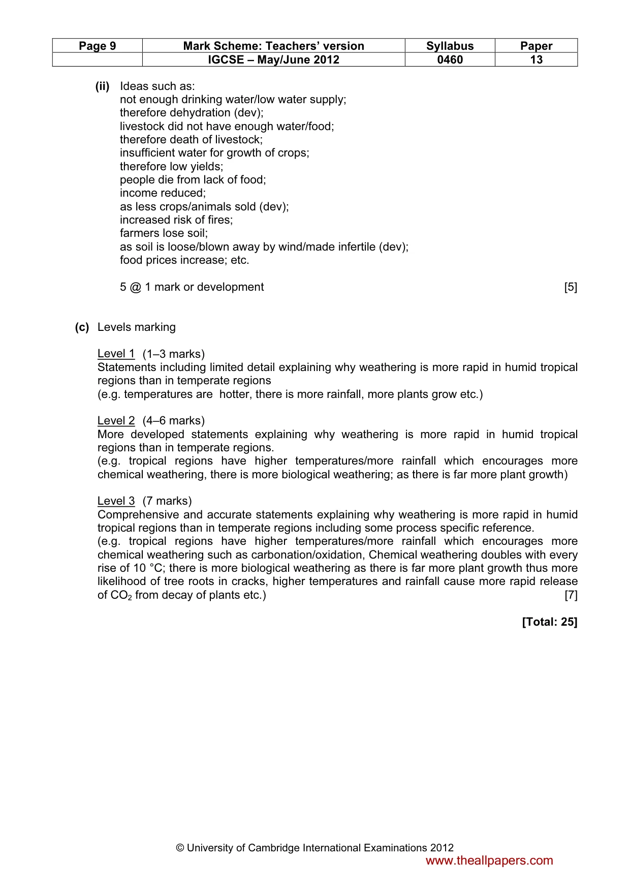 Mark scheme, page 9 of 13