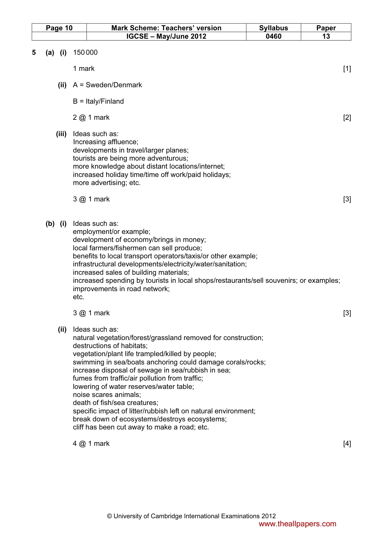 Mark scheme, page 10 of 13