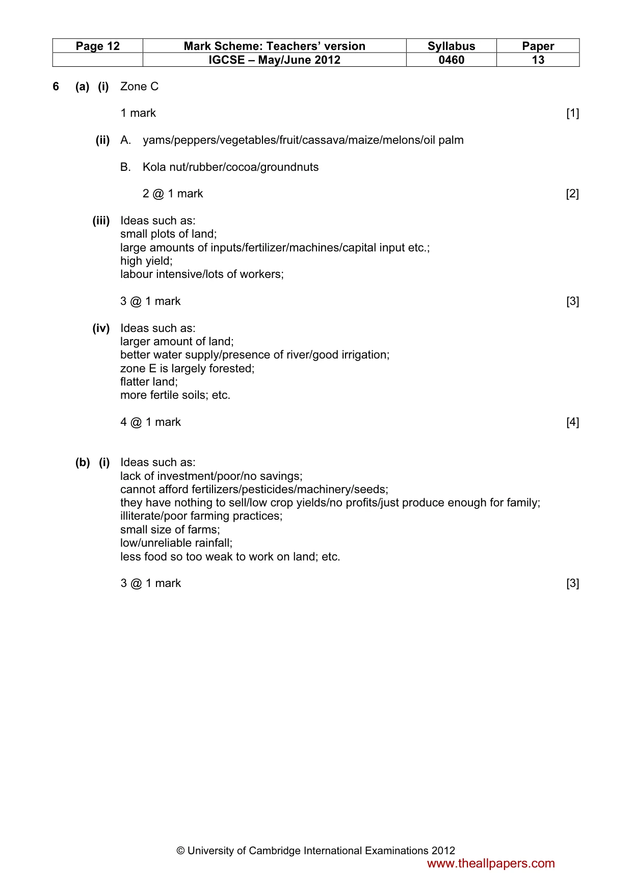 Mark scheme, page 12 of 13