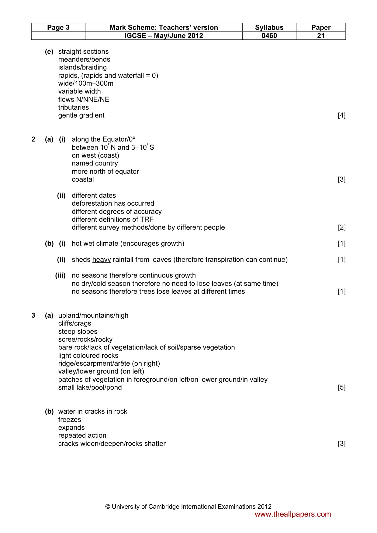 Mark scheme, page 3 of 5