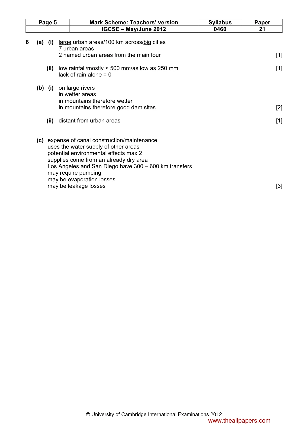 Mark scheme, page 5 of 5