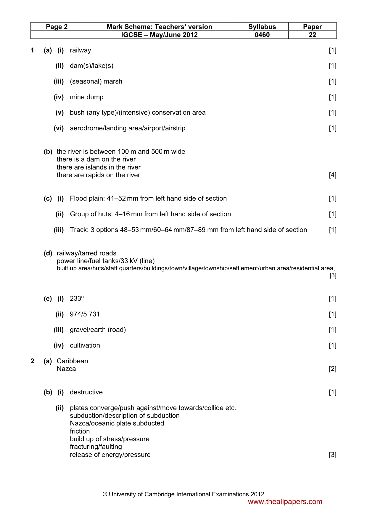 Mark scheme, page 2 of 5