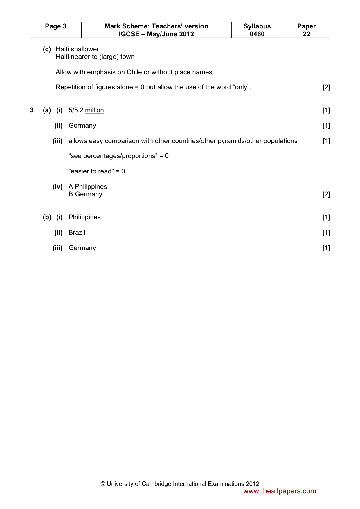 Mark scheme, page 3 of 5