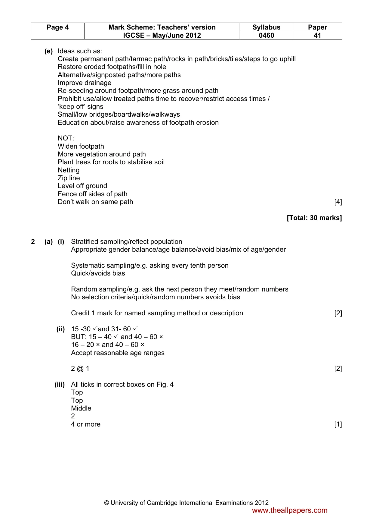 Mark scheme, page 4 of 7