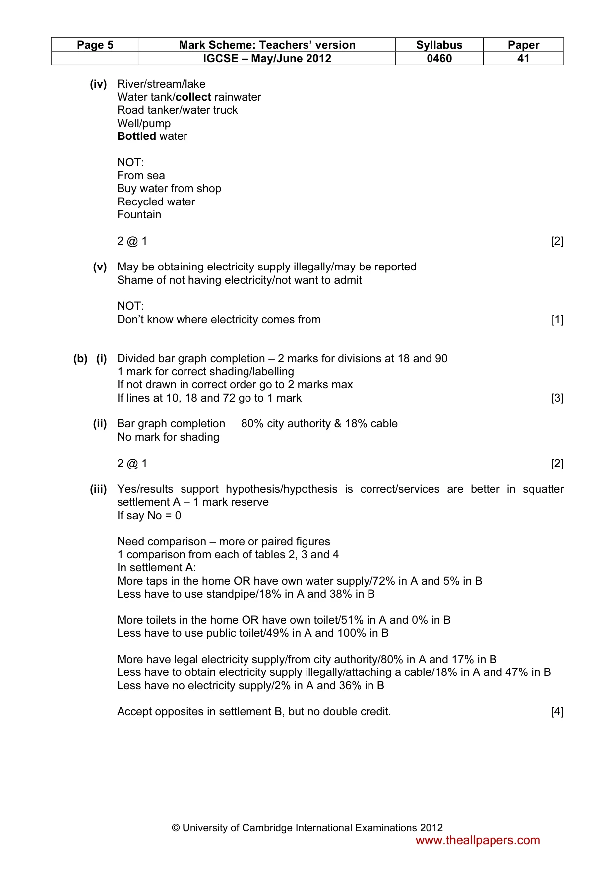 Mark scheme, page 5 of 7