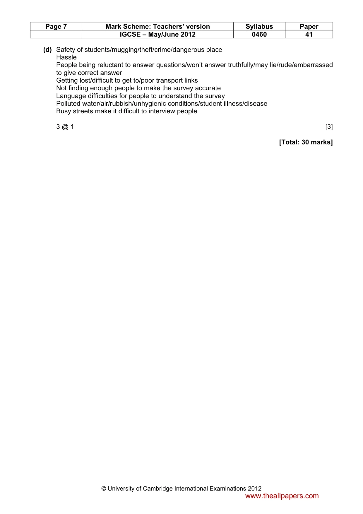Mark scheme, page 7 of 7