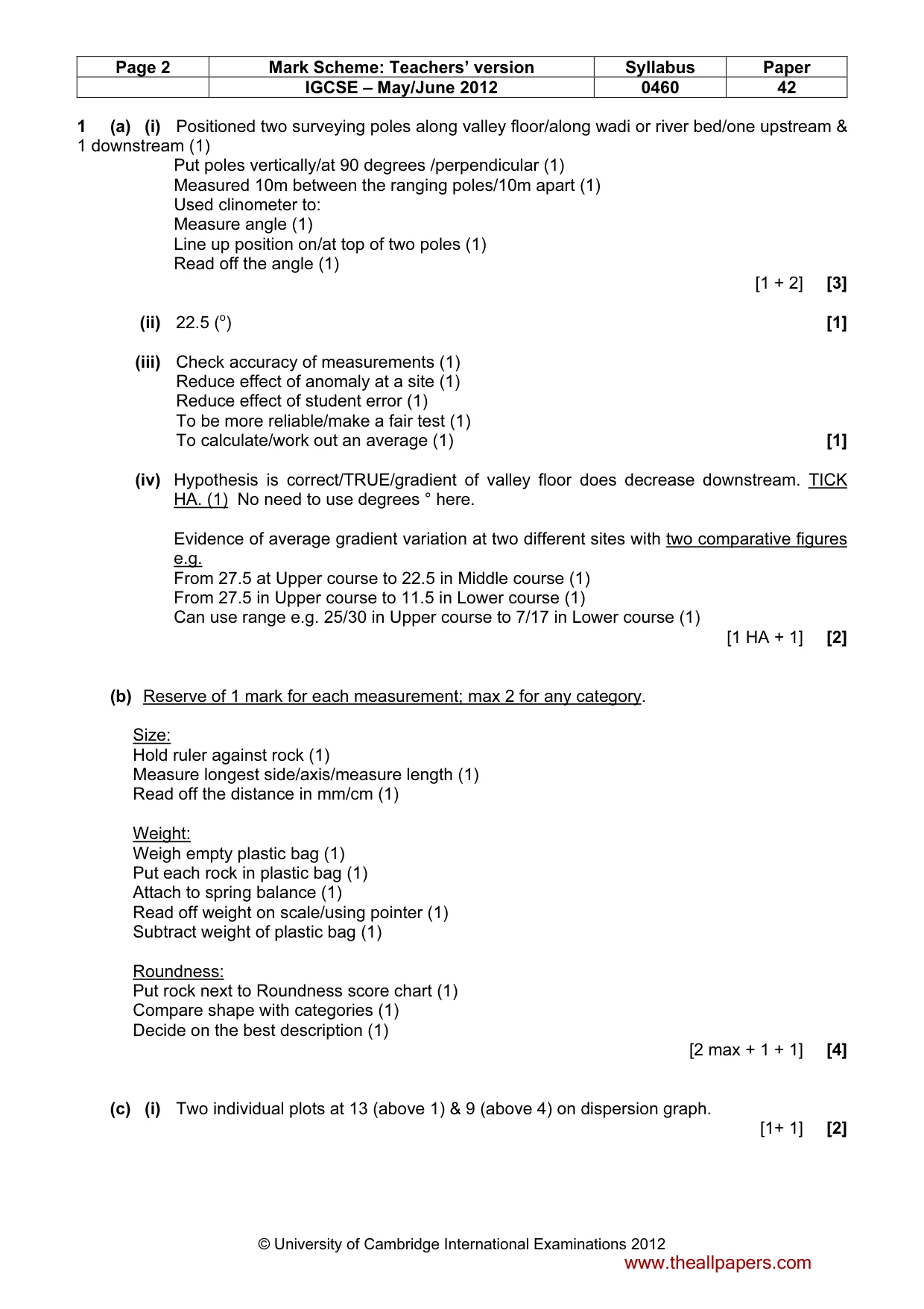 Mark scheme, page 2 of 6