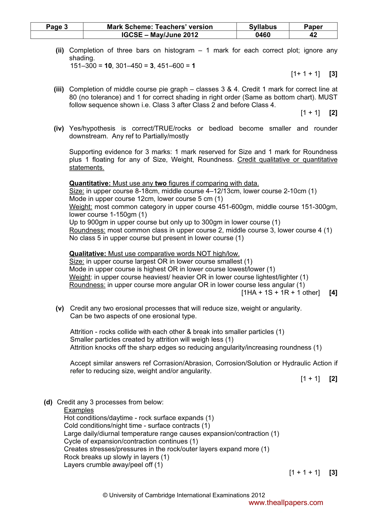 Mark scheme, page 3 of 6