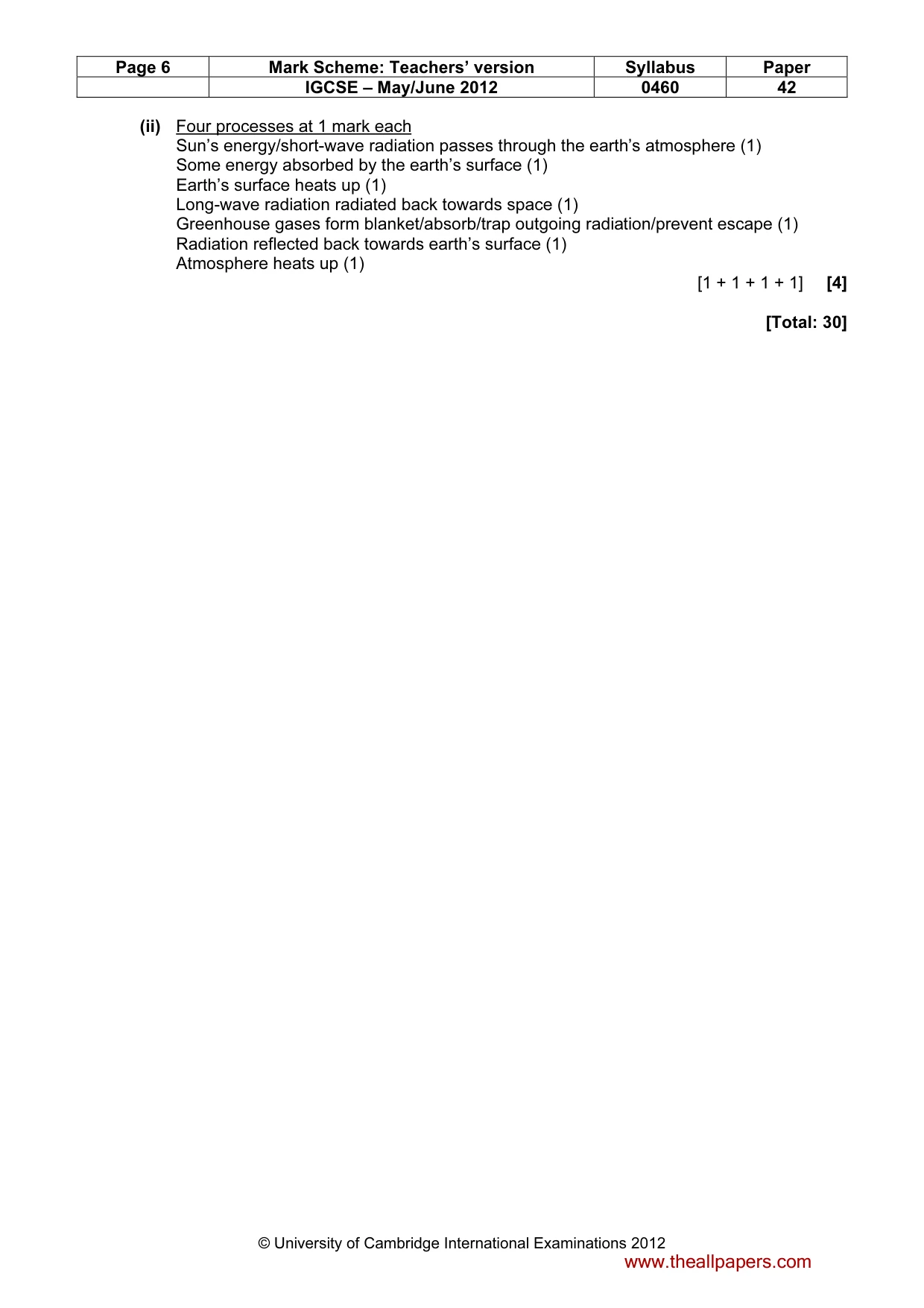 Mark scheme, page 6 of 6