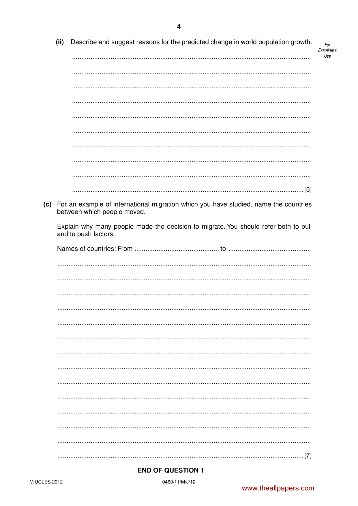 Cambridge IGCSE Geography 0460 2012 May/June Paper 1 · Variant 1 question paper, page 4 of 28