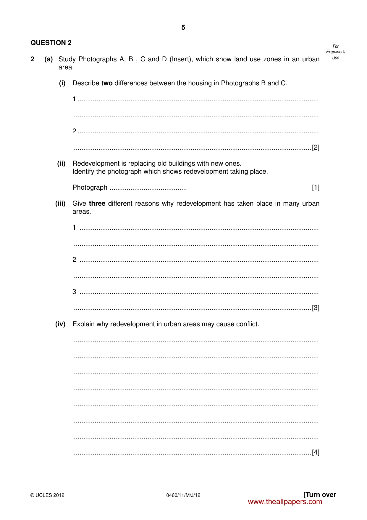 Cambridge IGCSE Geography 0460 2012 May/June Paper 1 · Variant 1 question paper, page 5 of 28