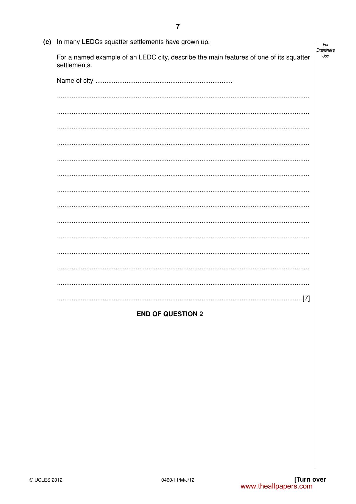 Cambridge IGCSE Geography 0460 2012 May/June Paper 1 · Variant 1 question paper, page 7 of 28