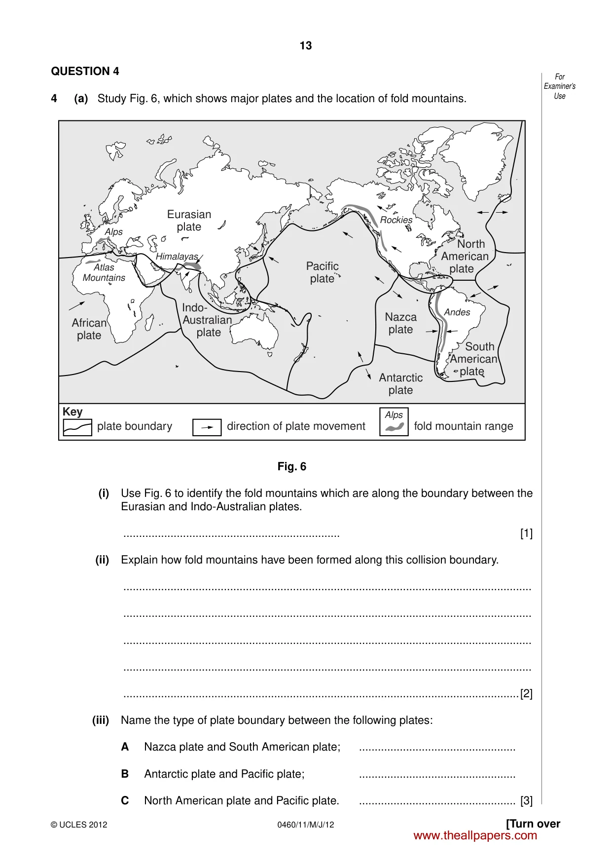Cambridge IGCSE Geography 0460 2012 May/June Paper 1 · Variant 1 question paper, page 13 of 28