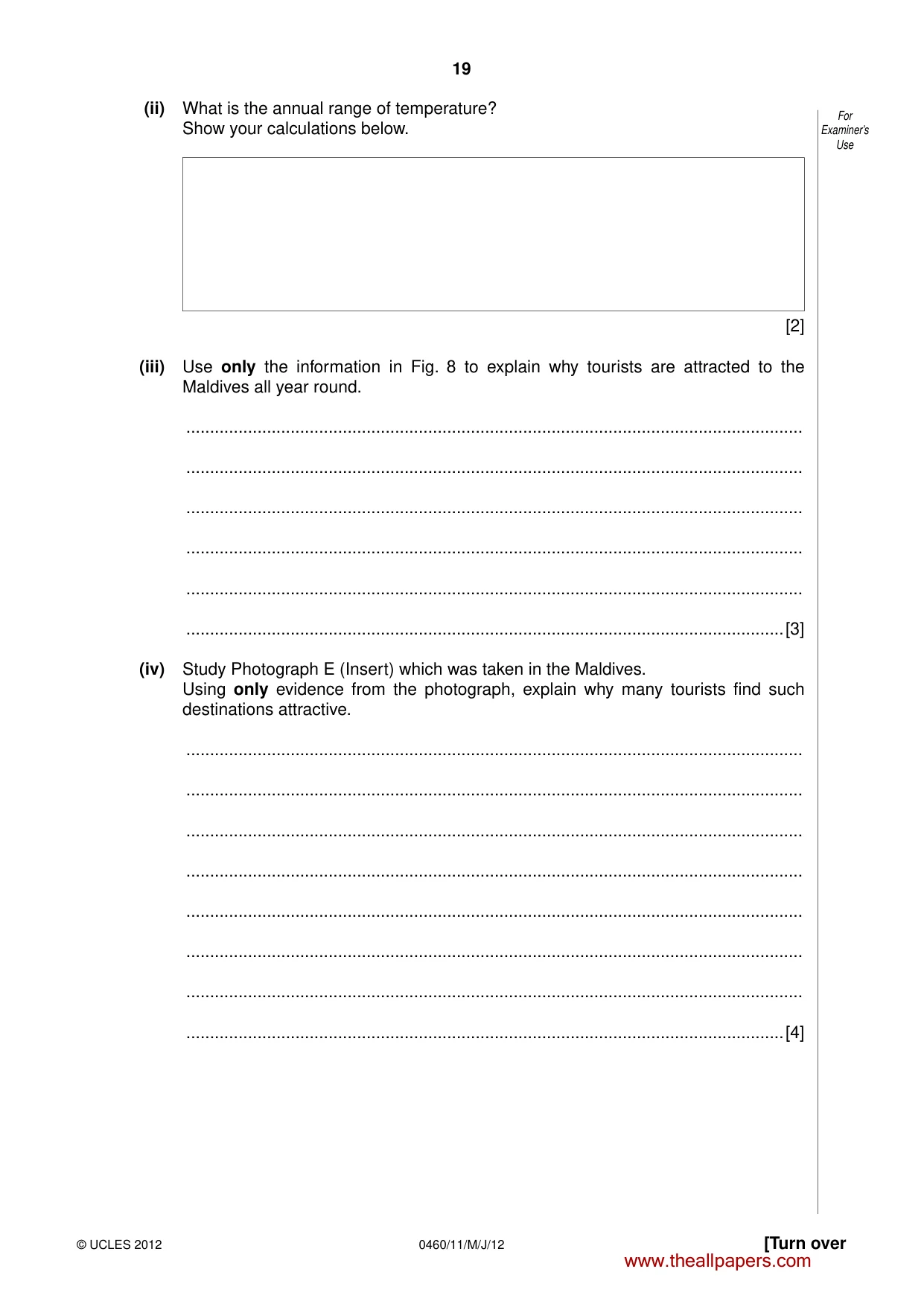 Cambridge IGCSE Geography 0460 2012 May/June Paper 1 · Variant 1 question paper, page 19 of 28