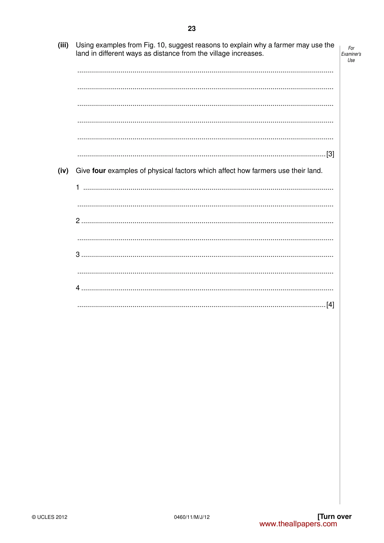 Cambridge IGCSE Geography 0460 2012 May/June Paper 1 · Variant 1 question paper, page 23 of 28