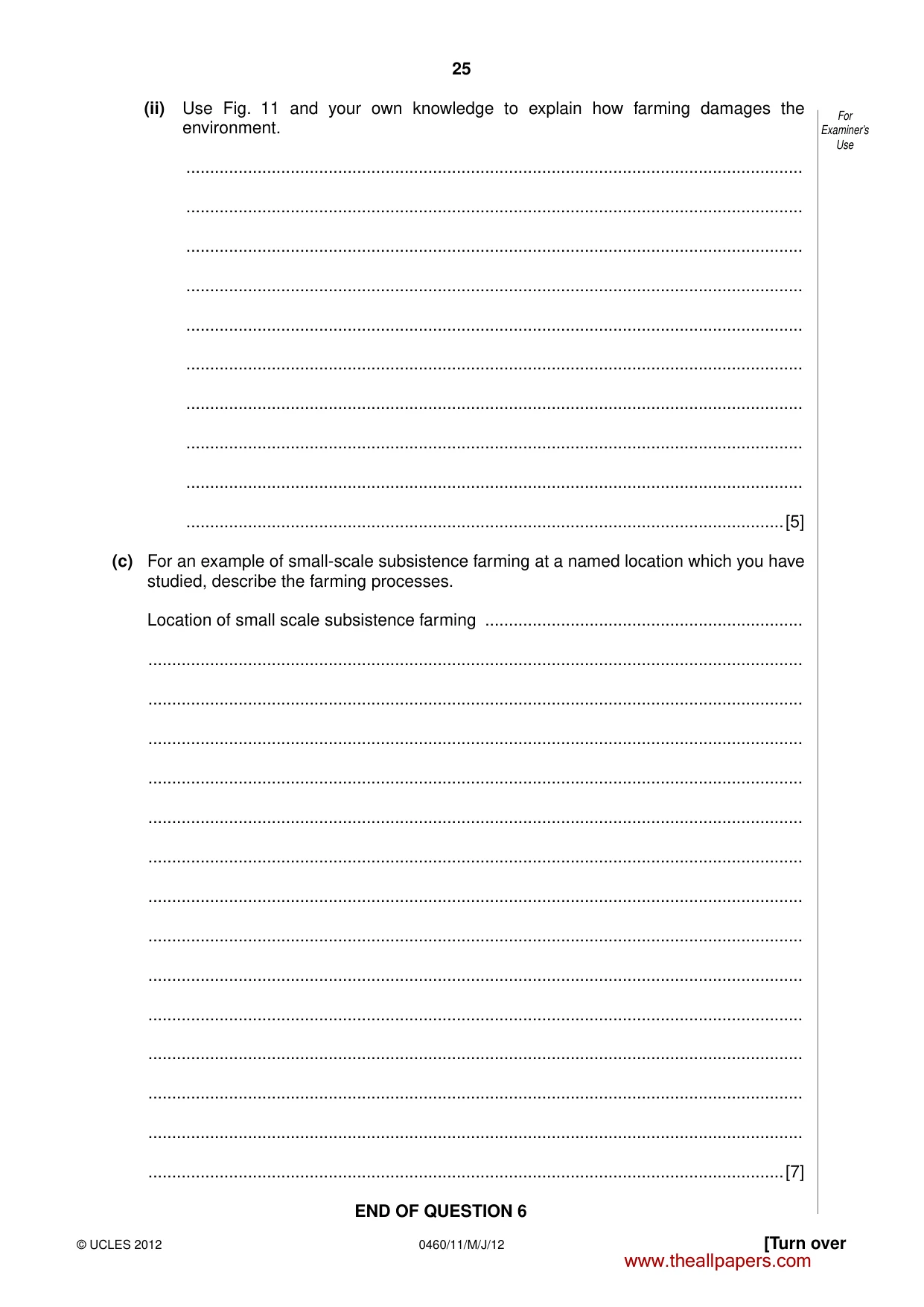 Cambridge IGCSE Geography 0460 2012 May/June Paper 1 · Variant 1 question paper, page 25 of 28