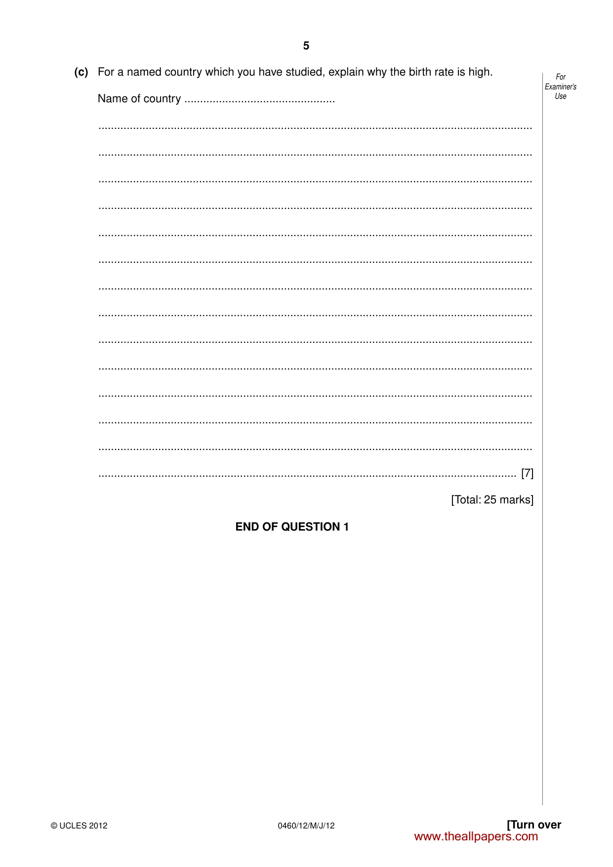 Cambridge IGCSE Geography 0460 2012 May/June Paper 1 · Variant 2 question paper, page 5 of 28