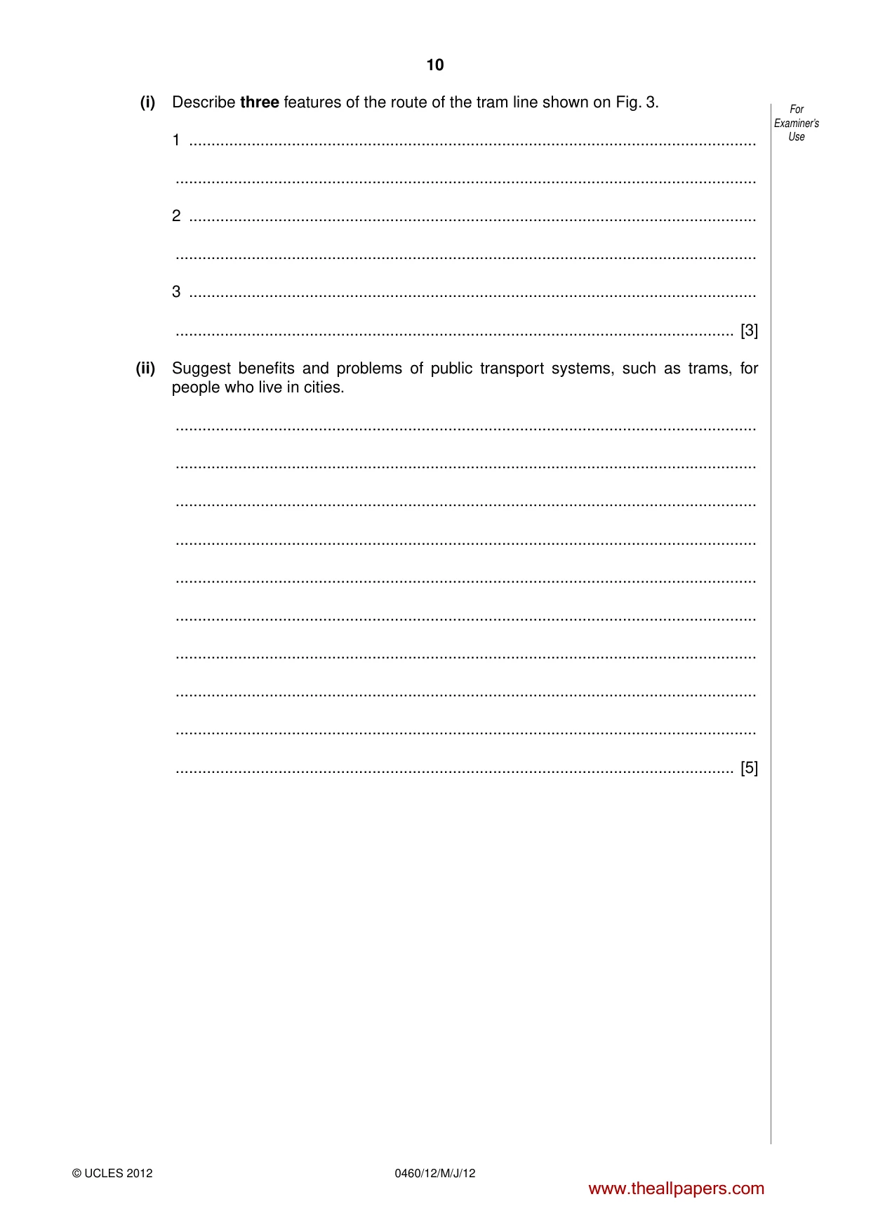 Cambridge IGCSE Geography 0460 2012 May/June Paper 1 · Variant 2 question paper, page 10 of 28