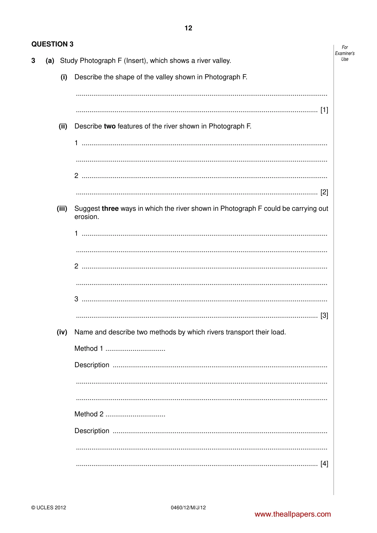 Cambridge IGCSE Geography 0460 2012 May/June Paper 1 · Variant 2 question paper, page 12 of 28