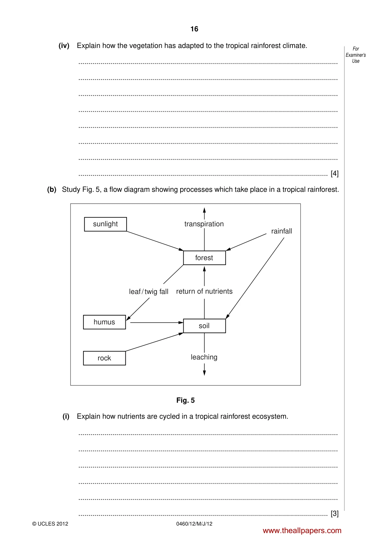 Cambridge IGCSE Geography 0460 2012 May/June Paper 1 · Variant 2 question paper, page 16 of 28