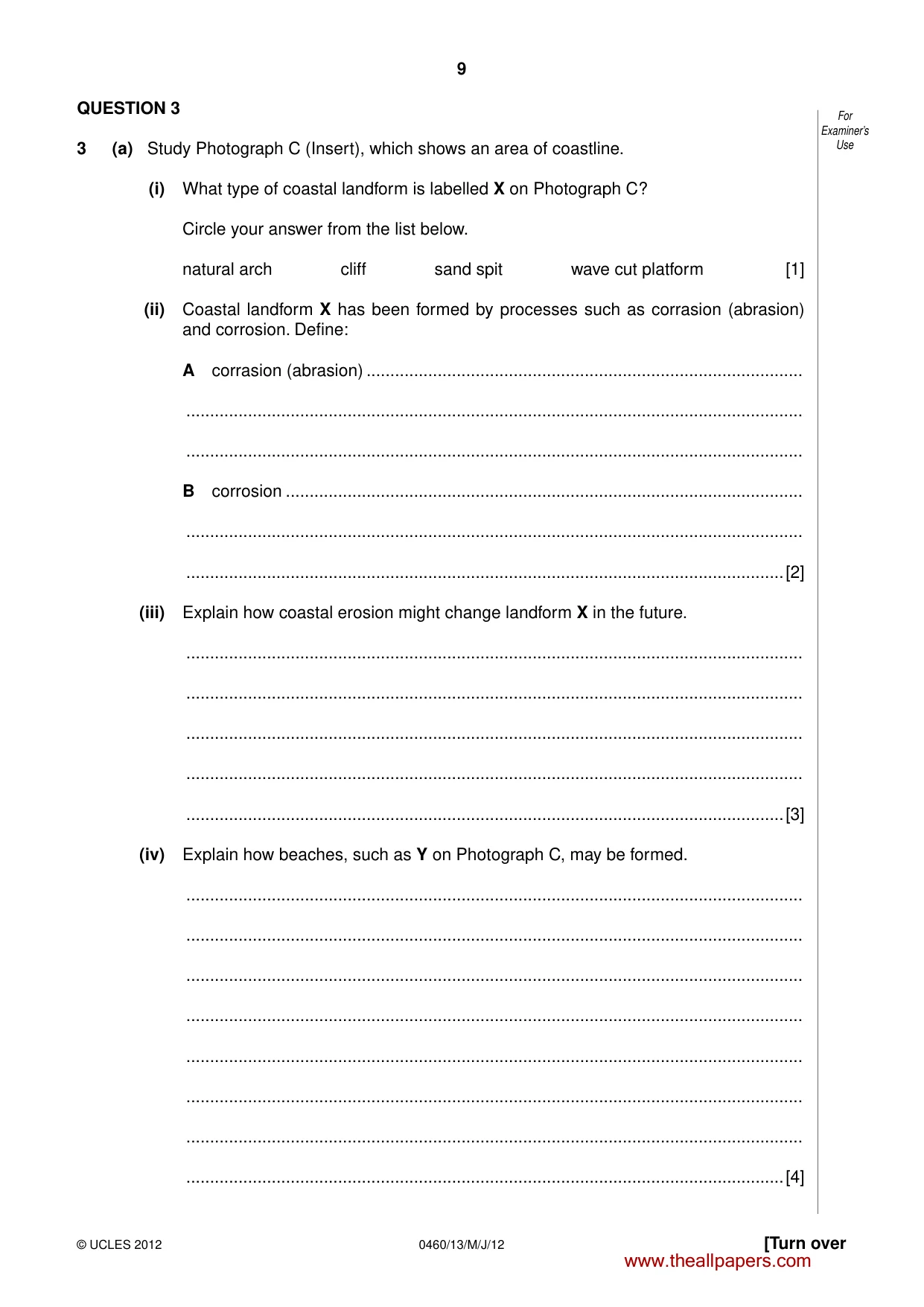 Cambridge IGCSE Geography 0460 2012 May/June Paper 1 · Variant 3 question paper, page 9 of 24